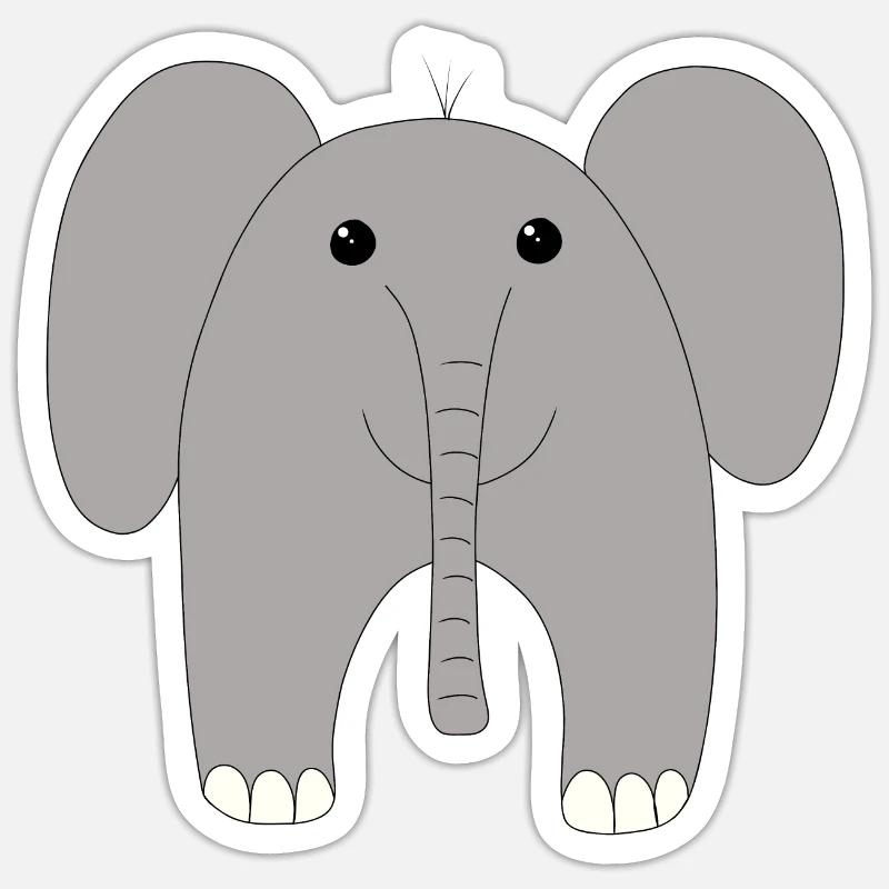 Bébé éléphant - vue de face - Sticker taille S (10 x 10 cm) - blanc mat
