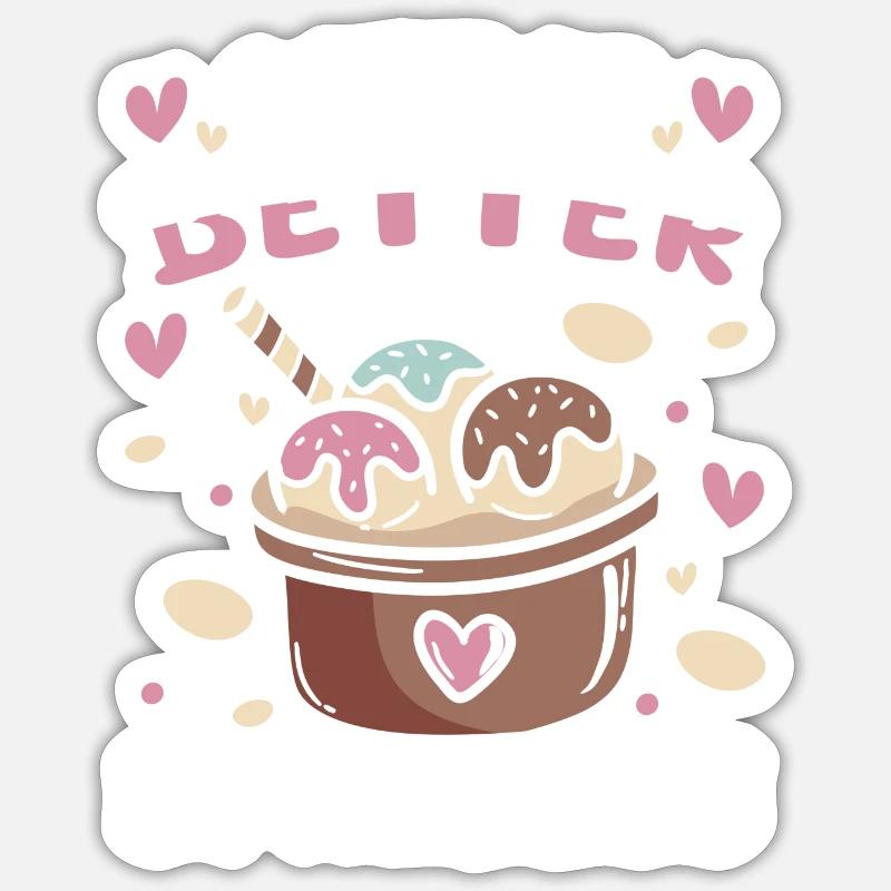 Eiscreme Waffel Eistüte - Sticker Größe S (10 x 10 cm) - Mattweiß