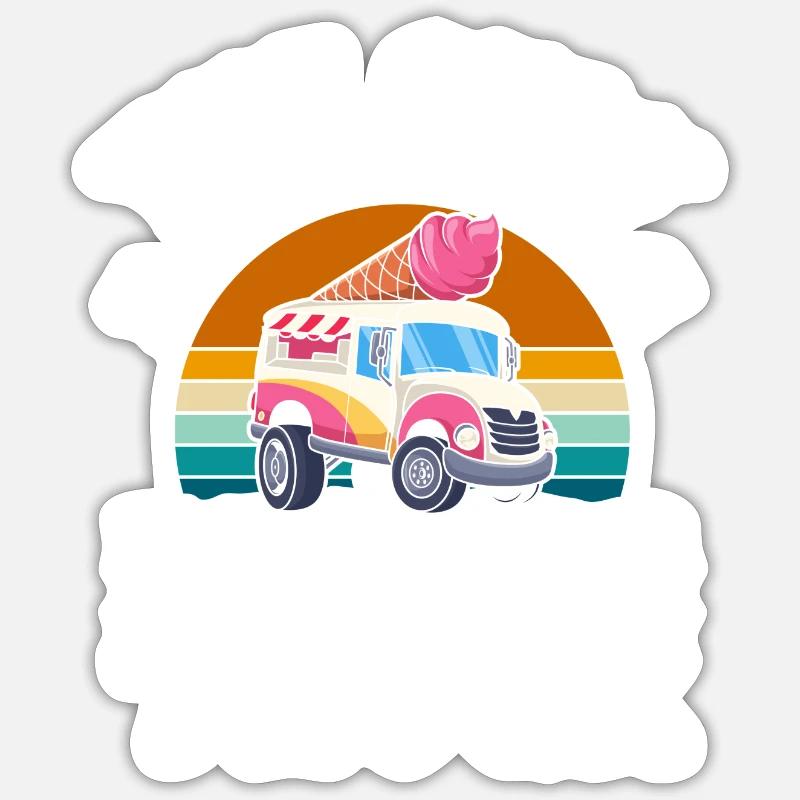 Eiswaffel Eisdiele Nachtisch Softeis - Sticker Größe S (10 x 10 cm) - Mattweiß