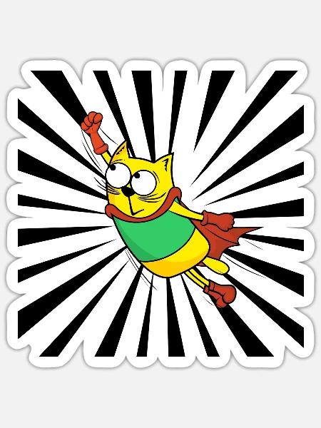 Super-Katzen-Held - Sticker Größe S (10 x 10 cm) - Mattweiß