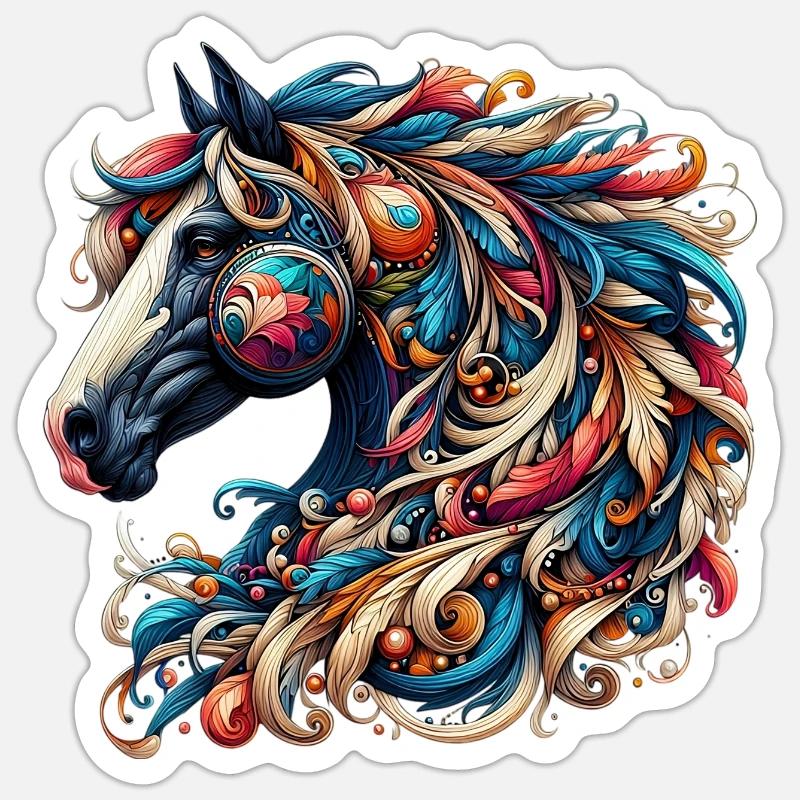 Cheval - Sticker taille S (10 x 10 cm) - blanc mat