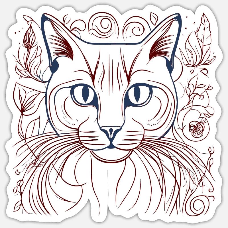 Chat Chat Tigre - Sticker taille S (10 x 10 cm) - blanc mat