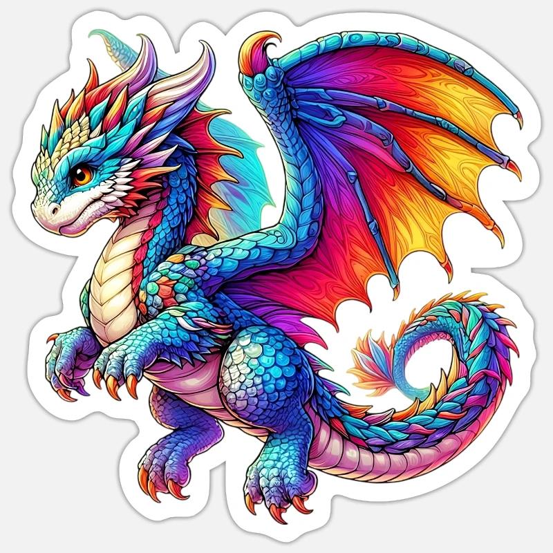 Drache - Sticker Größe S (10 x 10 cm) - Mattweiß