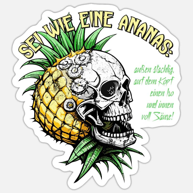 Pineapple Skull / Pineapple Skull / Fruit FS0209 - Sticker size S (10 x 10 cm) - white matte