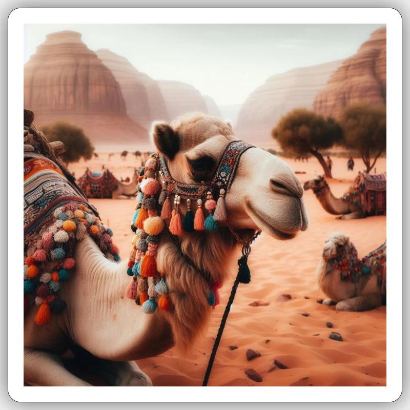 echtes Kamel in der Wüste A5 Sticker Größe S (10 x 10 cm)