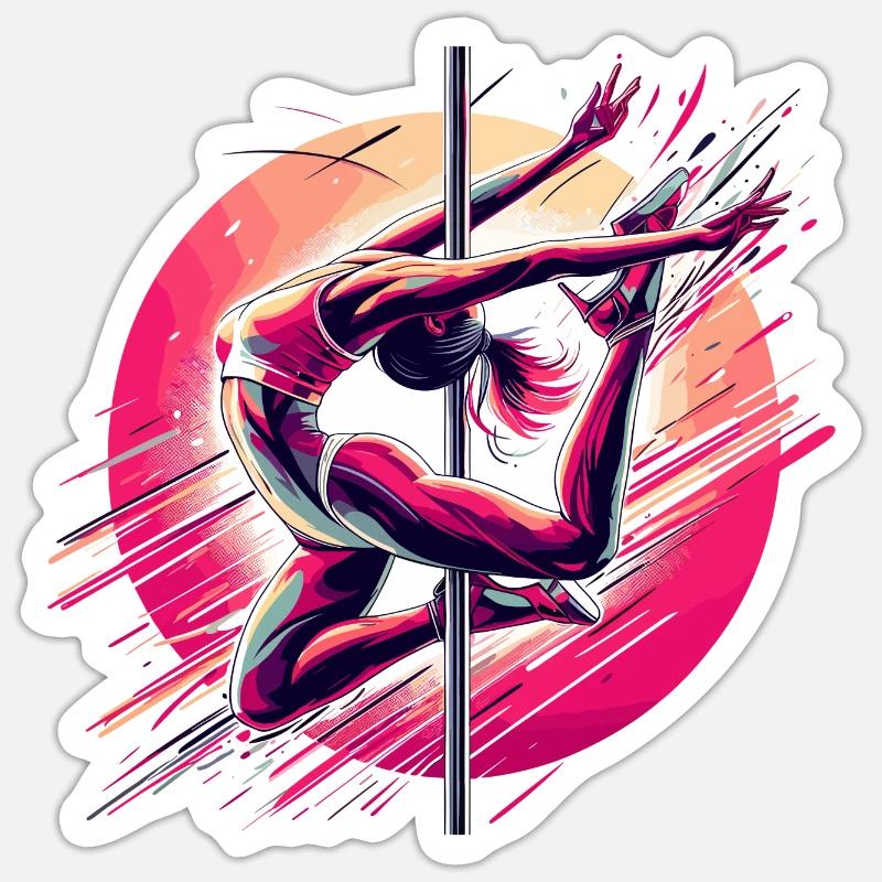 Pole Dance Dynamik pink Geschenk Sticker Größe S (10 x 10 cm)