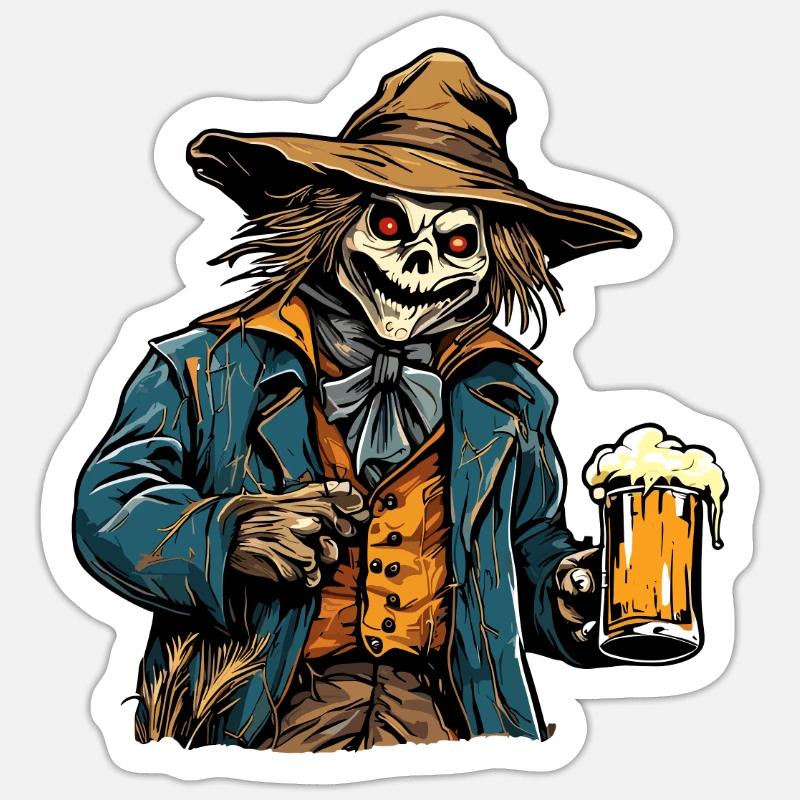 Vogelscheuche / Erntehelfer / Maisfeld / Feld - Sticker Größe S (10 x 10 cm) - Mattweiß