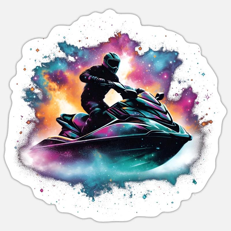 Per Jetski durch die Galaxis Sticker Größe S (10 x 10 cm)