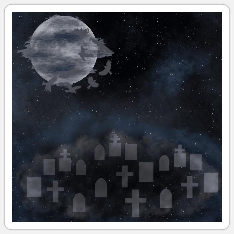 Friedhöfe, Gräber, gothic design, Horror Motiv - Sticker Größe S (10 x 10 cm) - Mattweiß