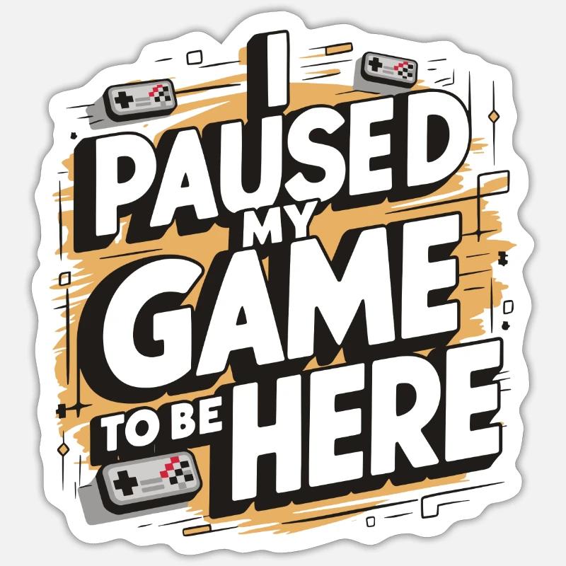 Cadeau Pause Jeu - Gamer - Sticker taille S (10 x 10 cm) - blanc mat