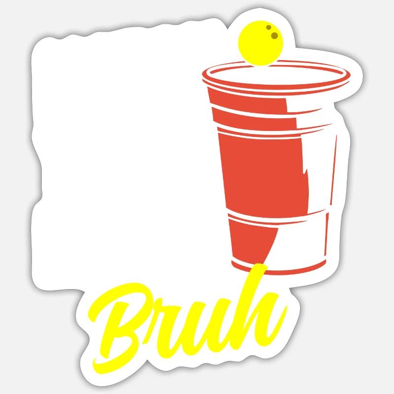 Beerpong Alcool Pong Drunk - Sticker taille S (10 x 10 cm) - blanc mat
