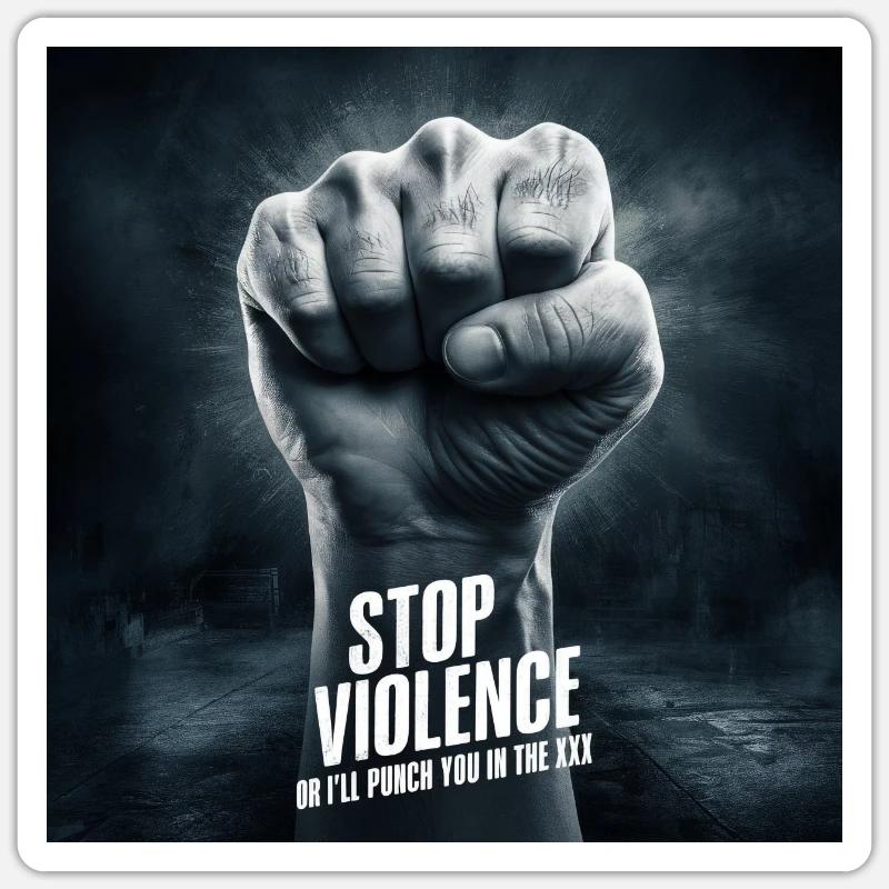 Stop Gewalt oder ich hau dir in die XXX Sticker Größe S (10 x 10 cm)