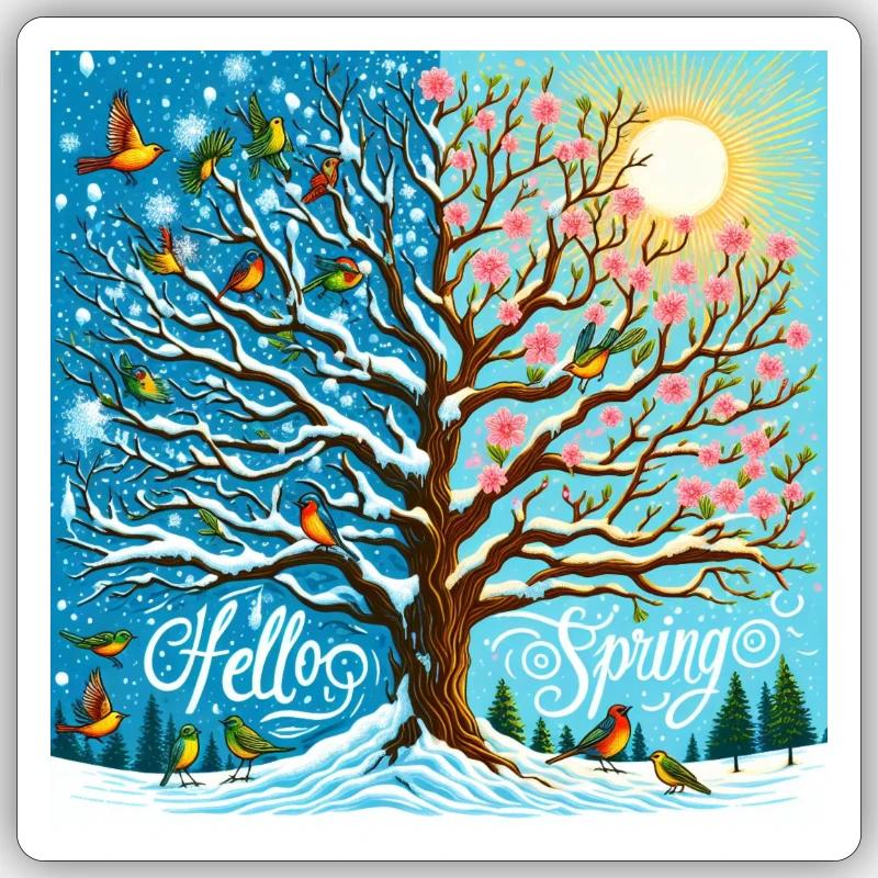 Hello Spring Sticker size S (10 x 10 cm)