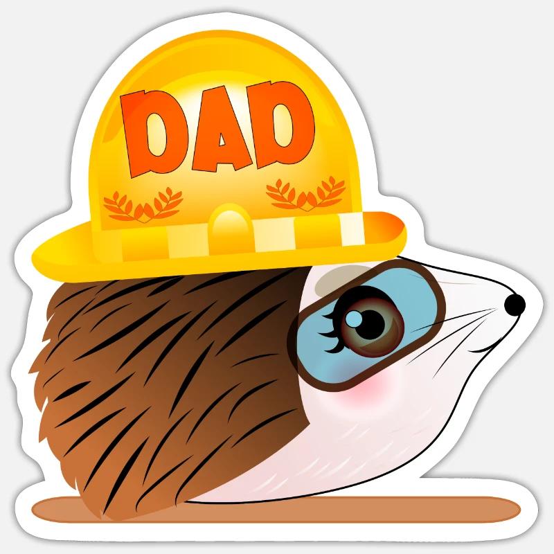 Papa hérisson - Construction - Sticker taille S (10 x 10 cm) - blanc mat