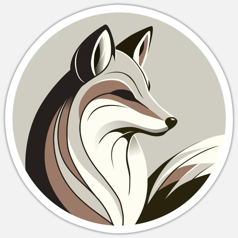 Fox in a circle - Sticker size S (10 x 10 cm) - white matte