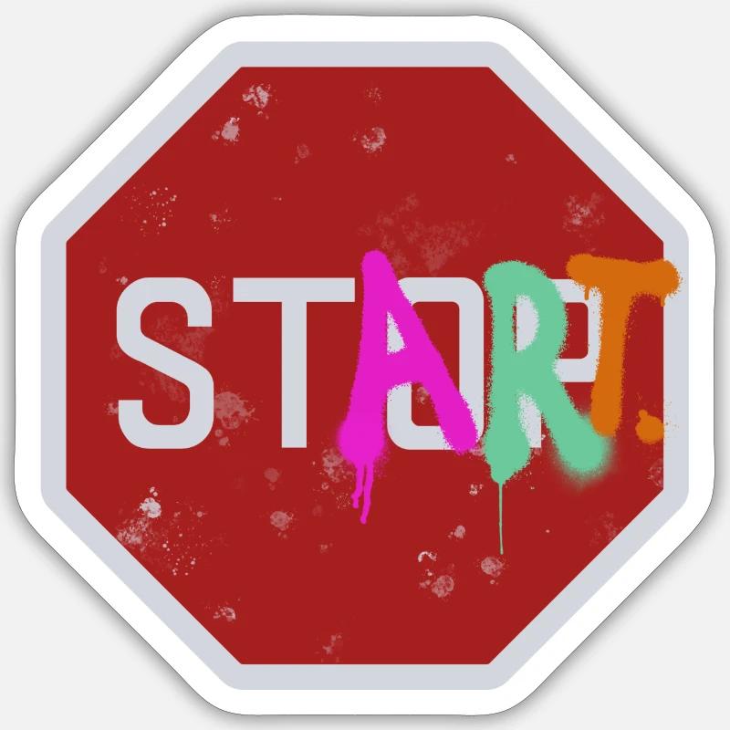 Stop start - Sticker Größe S (10 x 10 cm) - Mattweiß