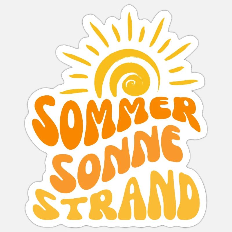Plage de soleil d’été ondulée - Sticker taille S (10 x 10 cm) - blanc mat