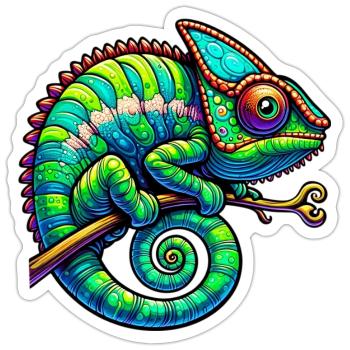 Chamäleon - Sticker Größe S (10 x 10 cm) - Mattweiß - Vorne