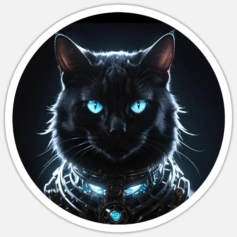 Chat noir - Sticker taille S (10 x 10 cm) - blanc mat