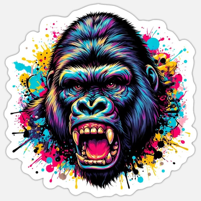Gorilla - Sticker Größe S (10 x 10 cm) - Mattweiß