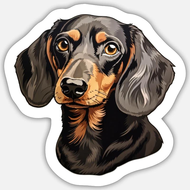Dackel oder Dachshund - Sticker Größe S (10 x 10 cm) - Mattweiß