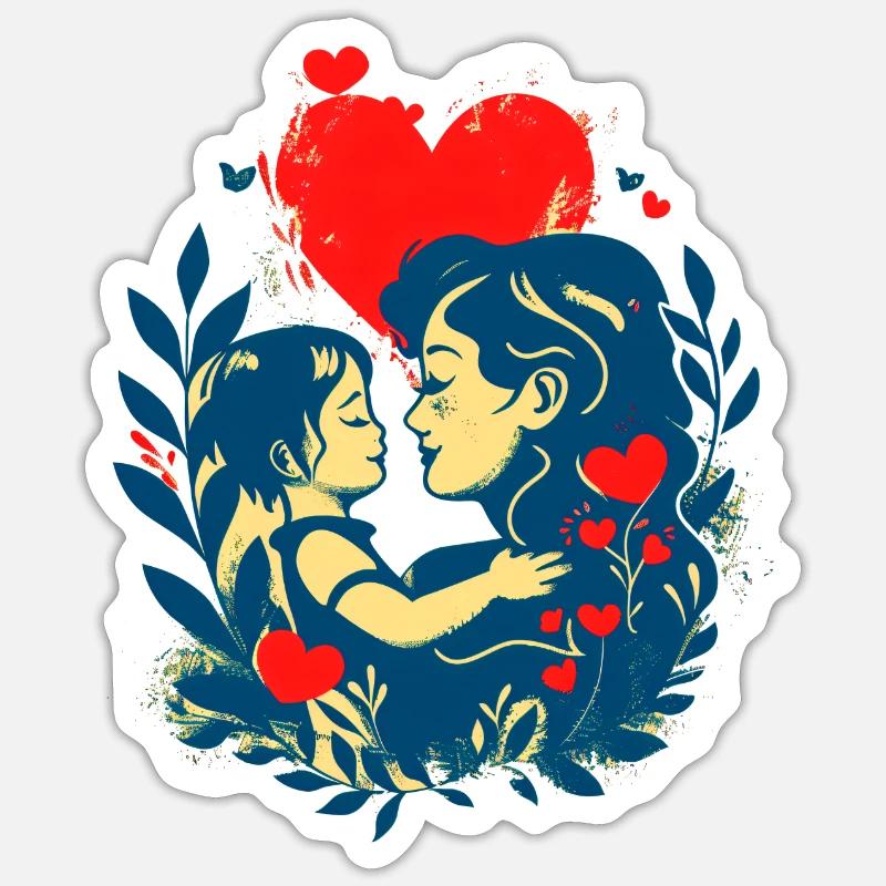 Mutter und Kind im Angesicht - Sticker Größe S (10 x 10 cm) - Mattweiß