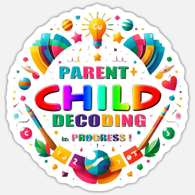 Parent enfant Decoding in Progress Sticker taille S (10 x 10 cm)