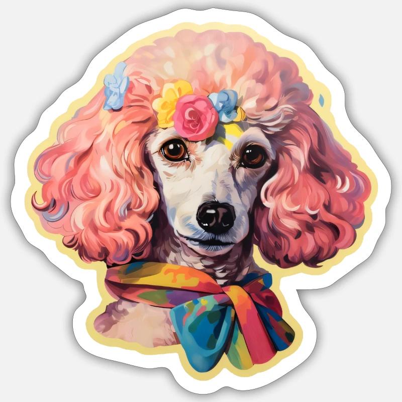 Pudelkopf mit Accessoires Sticker Größe S (10 x 10 cm)