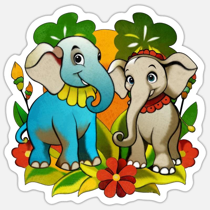 Two cute elephants Sticker size S (10 x 10 cm)
