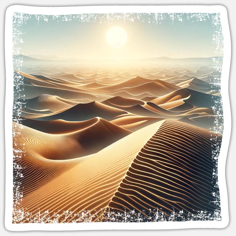 Coucher de soleil dans le désert du Sahara - Sticker taille S (10 x 10 cm) - blanc mat