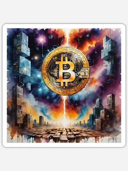 Bitcoin Blocks Art - Sticker Größe S (10 x 10 cm) - Mattweiß