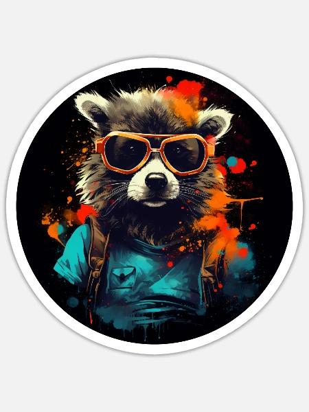 Stylischer Waschbär - Sticker Größe S (10 x 10 cm) - Mattweiß