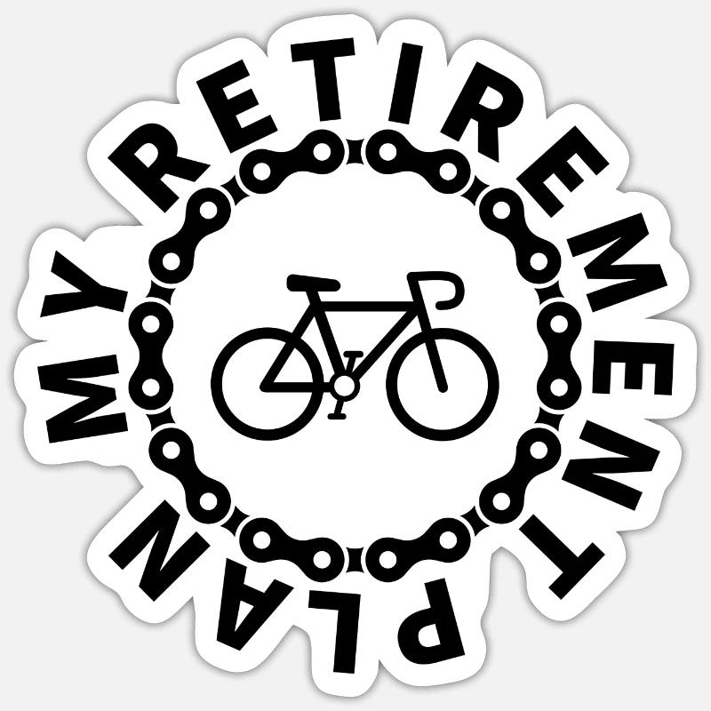 Cycling Etirement plan - Sticker size S (10 x 10 cm) - white matte