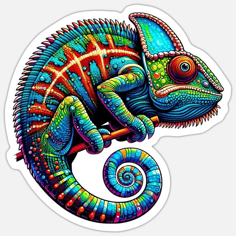 Caméléon - Sticker taille S (10 x 10 cm) - blanc mat