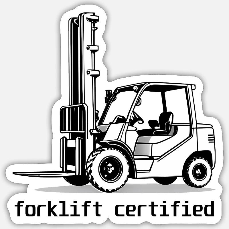 Gabelstapler fineline - Sticker Größe S (10 x 10 cm) - Mattweiß