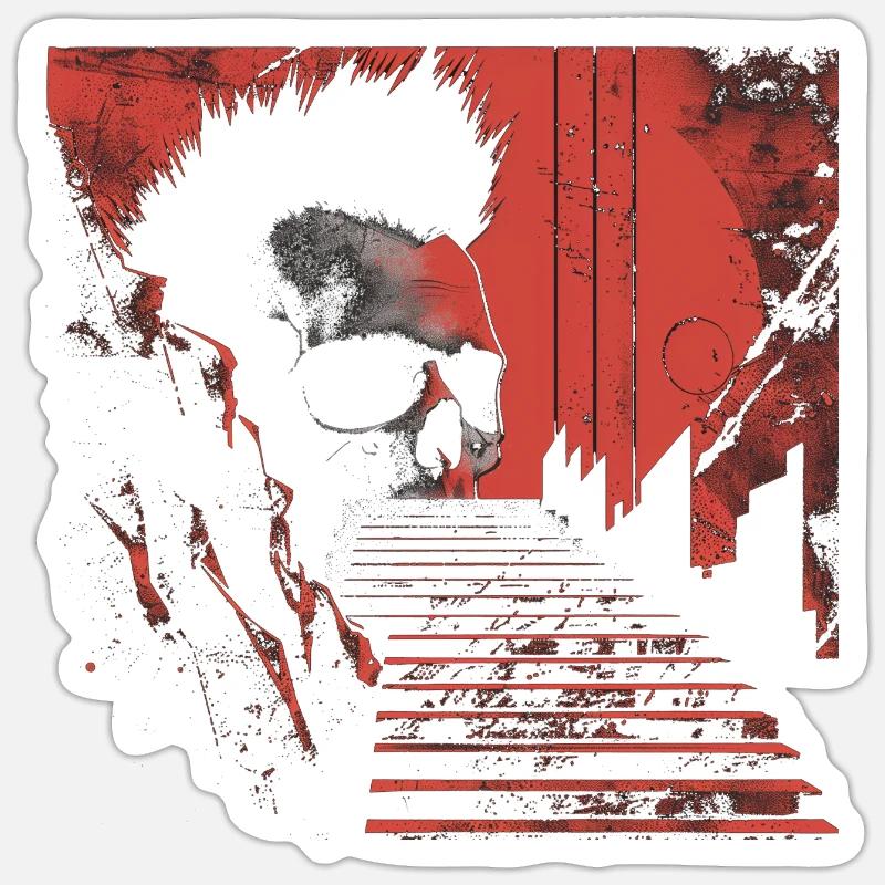 Punk Rock Skull Explosion Tee - Sticker size S (10 x 10 cm) - white matte