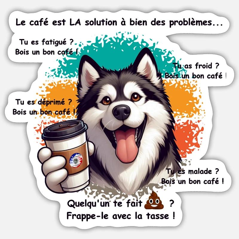 Café - Sticker størrelse S (10 x 10 cm) - mat hvid
