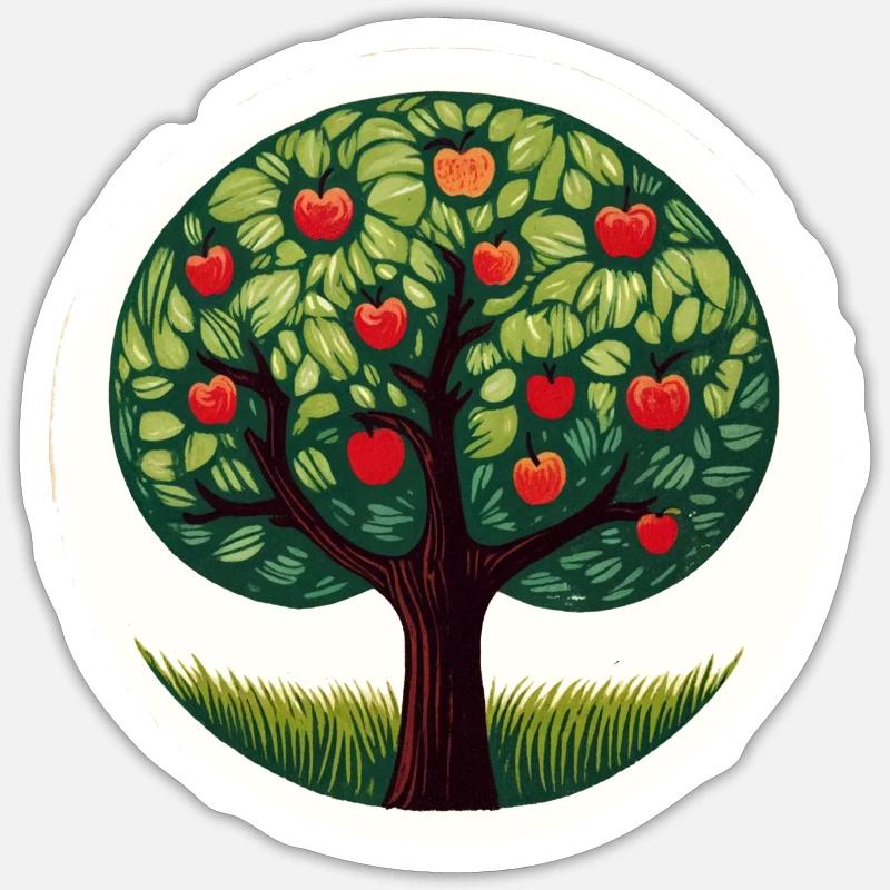 Pommier - Sticker taille S (10 x 10 cm) - blanc mat