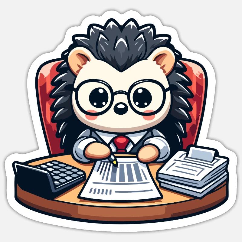 Hérisson comptable : la bestiole calculatrice Sticker taille S (10 x 10 cm)