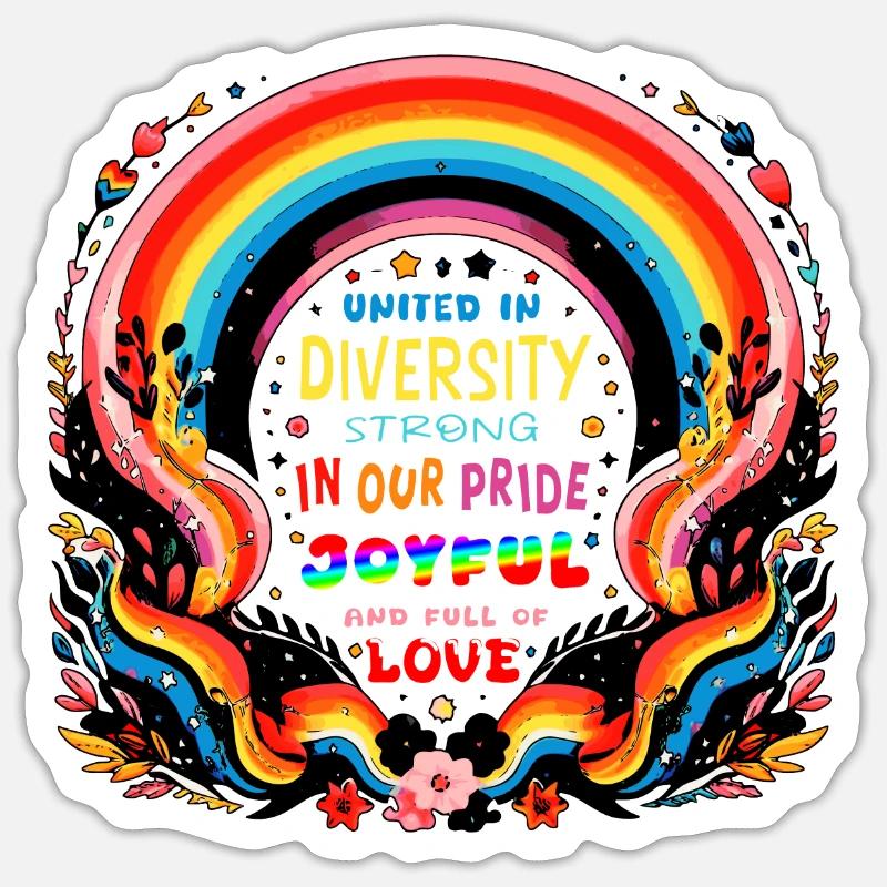 UNIS DANS LA DIVERSITÉ - Sticker taille S (10 x 10 cm) - blanc mat