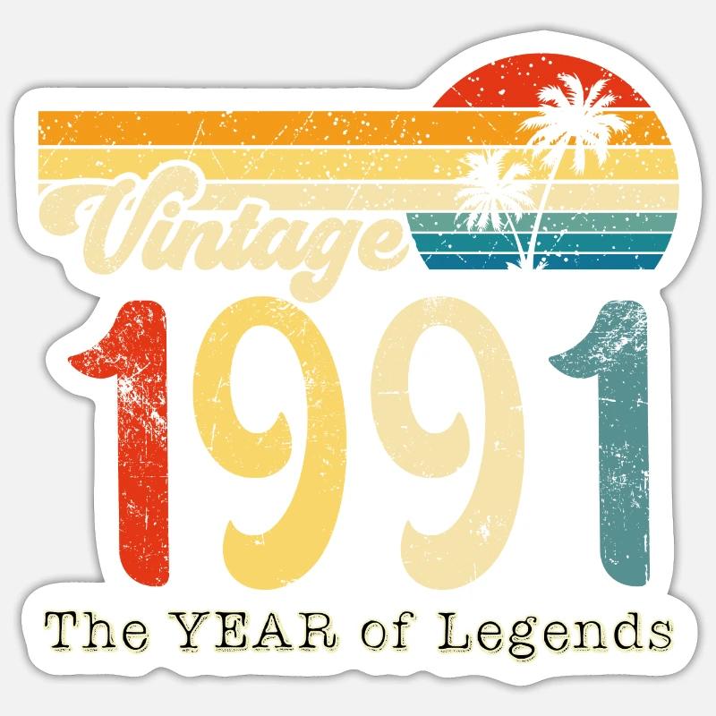 Millésime 1991 - Sticker taille S (10 x 10 cm) - blanc mat