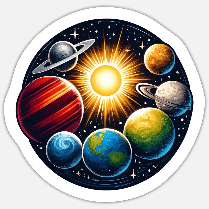 Sonnensystem - Sticker Größe S (10 x 10 cm) - Mattweiß