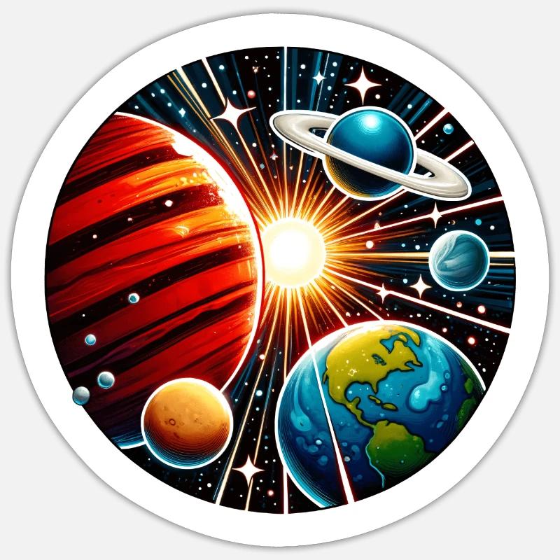 Système solaire - Sticker taille S (10 x 10 cm) - blanc mat