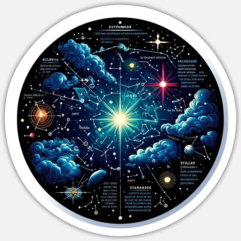 Constellations Star Map - Sticker size S (10 x 10 cm) - white matte