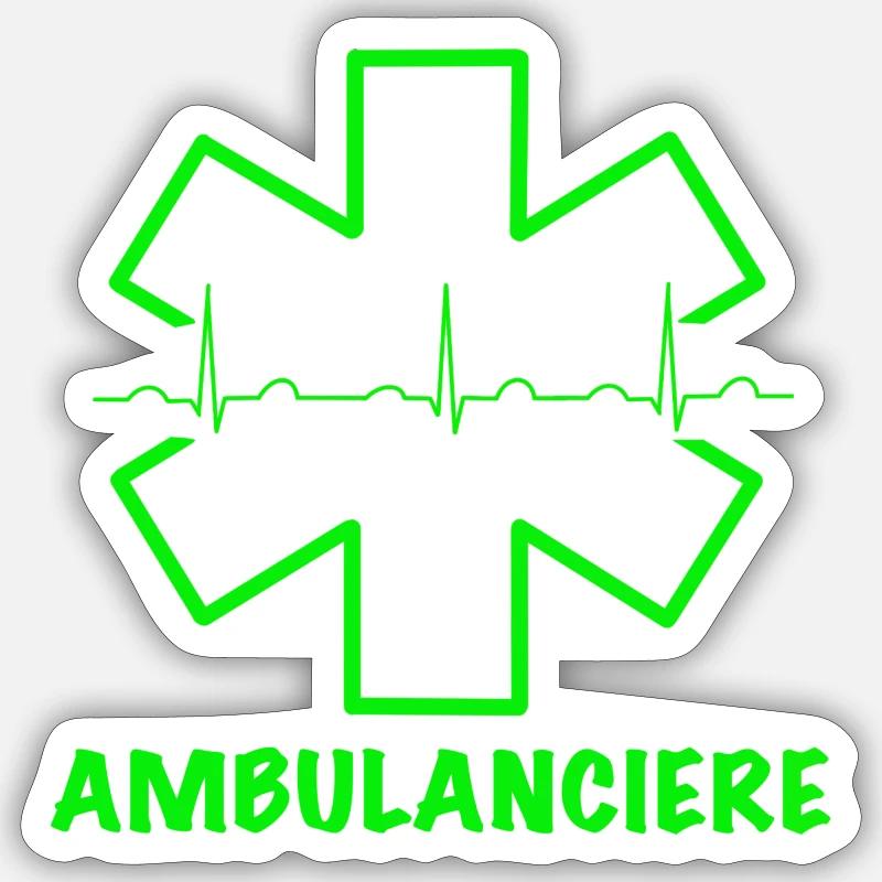 Ambulancière vert fluo Sticker taille S (10 x 10 cm)