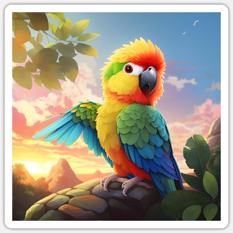 Rainbow budgie - Sticker size S (10 x 10 cm) - white matte
