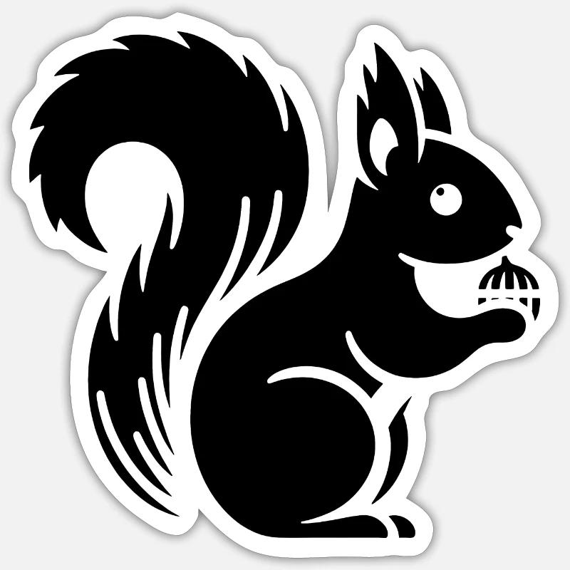 Silhouette d’écureuil minimaliste avec écrou - Sticker taille S (10 x 10 cm) - blanc mat