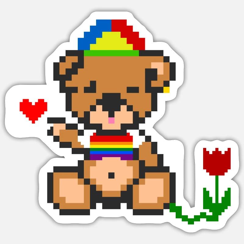 Pixel Bear Pride - Sticker size S (10 x 10 cm) - white matte