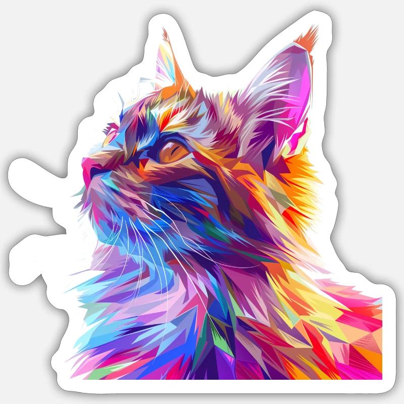 Polygon Katze Comic Style Sticker Größe S (10 x 10 cm)