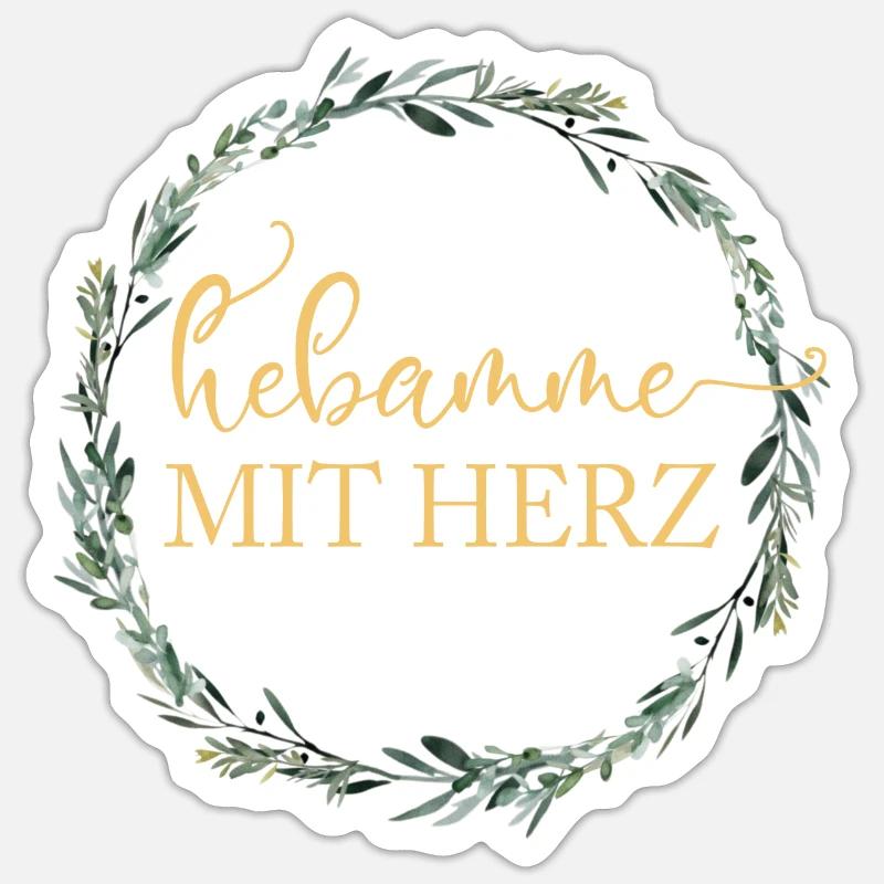 Hebamme mit Herz! Personalisierbares Design - Sticker Größe S (10 x 10 cm) - Mattweiß